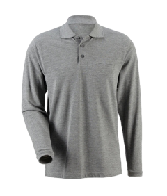 Kuson Męska Koszulka Polo na Długi Rękaw Bawełniana Elegancka Szara S