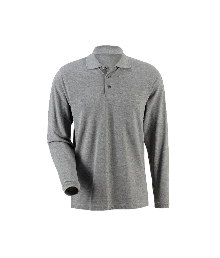 Kuson Męska Koszulka Polo na Długi Rękaw Bawełniana Elegancka Szara S