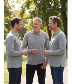 Kuson Męska Koszulka Polo na Długi Rękaw Bawełniana Elegancka Szara S