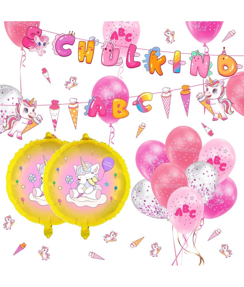 Zestaw Dekoracji Balonów z Jednorożcami i Girlandą Różowe 30 Elementów