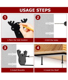 Wsporniki do Półek Podpórki Wsporniki Półek 15 cm Stalowe Czarne 4-PAK