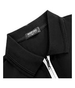 Misfuso Elegancka Koszulka Polo z Zamkiem Krótki Rękaw Czarna Rozmiar S
