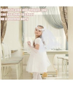 Wianek Komunijny z Welonem Ozdoba do Włosów Białe Kwiaty Pereły Uniwersalny