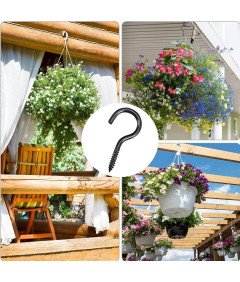 Zestaw 20 Czarnych Haczyków Wkręcanych 40 mm DIY Solidne Haki Sufitowe