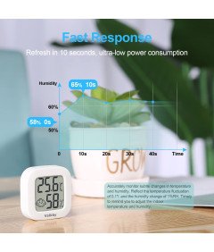 Vaikby Cyfrowy Termometr Wewnętrzny Higrometr do Pomieszczeń Zestaw 4 Sztuk