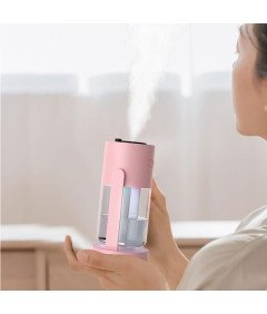 Różowy Mini Nawilżacz Powietrza Do Auta Domu USB Projektor Gwiazd 280ml