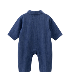 Kombinezon dla Noworodka Bawełniany Długi Rękaw Granatowy 6-9 miesięcy