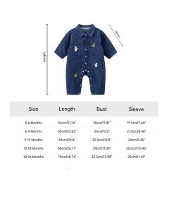 Kombinezon dla Noworodka Bawełniany Długi Rękaw Granatowy 6-9 miesięcy