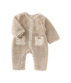 Kombinezon dla Noworodka Bawełniany Długi Rękaw Pluszowy Beżowy 18-24 M