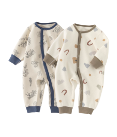 Kombinezon dla Noworodka Bawełniany Długi Rękaw Pluszowy 0-3 miesięcy