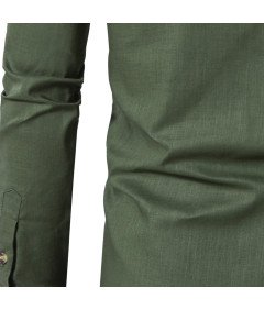Męska Koszula Bawełniana Vintage Dopasowana Stylowa Letnia Zielona XXL