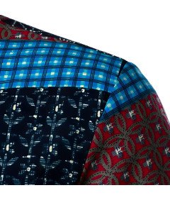 Męska Koszula w Kratę Hipisowska Krótki Rękaw Letnia Stylowa S