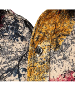 Męska Koszula Lniana w Drzewa Tradycyjna Elegancka Stylowa Slim Fit S