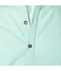 Męska Koszula Henley Casual Bawełniana Krótki Rękaw Zielona Miętowa S