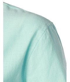 Męska Koszula Henley Casual Bawełniana Krótki Rękaw Zielona Miętowa S