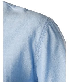 Męska Koszula Henley Casual Bawełniana Krótki Rękaw Stylowa Niebieska S