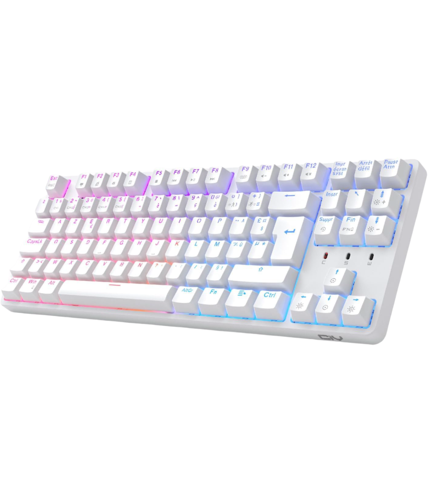Klawiatura Mechaniczna Gamingowa TKL AZERTY Przewodowa RGB Hot Swap Biała