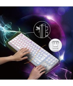 Klawiatura Mechaniczna Gamingowa TKL AZERTY Przewodowa RGB Hot Swap Biała