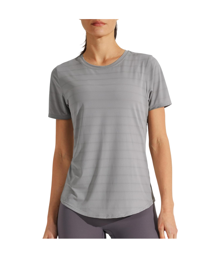 Damska Koszulka do Ćwiczeń Jogi Treningowa Sportowa Krótki Rękaw Szara L