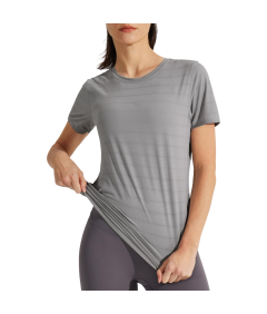Damska Koszulka do Ćwiczeń Jogi Treningowa Sportowa Krótki Rękaw Szara L