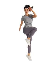 Damska Koszulka do Ćwiczeń Jogi Treningowa Sportowa Krótki Rękaw Szara L