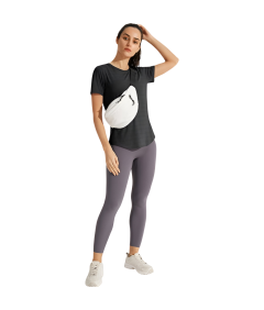 Damska Koszulka do Ćwiczeń Jogi Treningowa Sportowa Krótki Rękaw Czarna XL