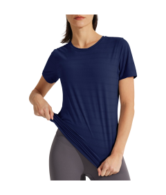 Damska Koszulka do Ćwiczeń Jogi Treningowa Sportowa Elastyczna Granatowa S