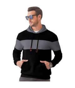 Męska Bluza z Kapturem Długi Rękaw Casual Ciepła Sportowa Stylowa Czarna L