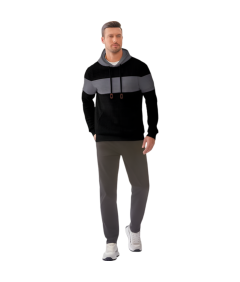 Męska Bluza z Kapturem Długi Rękaw Casual Ciepła Sportowa Stylowa Czarna L