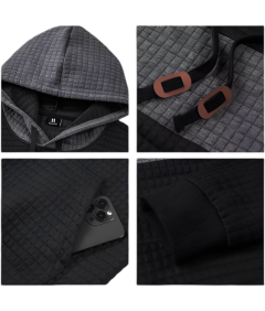 Męska Bluza z Kapturem Długi Rękaw Casual Ciepła Sportowa Stylowa Czarna XL