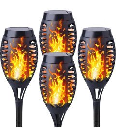 Yohencin Lampy solarne do ogrodu Efekt płomienia wodoodporne 4 sztuki