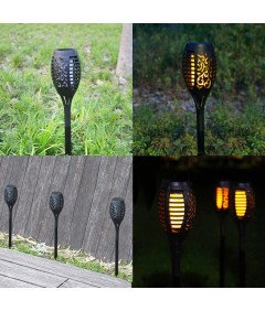 Yohencin Lampy solarne do ogrodu Efekt płomienia wodoodporne 4 sztuki