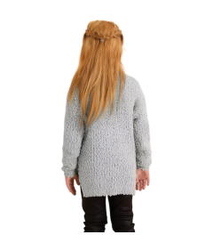 Dziewczęcy Sweter Polarowy Ciepły Zimowy Okrągły Dekolt Szary 9-10 lat 140