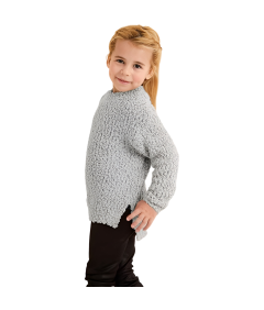 Dziewczęcy Sweter Polarowy Ciepły Zimowy Okrągły Dekolt Szary 9-10 lat 140