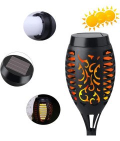 Yohencin Lampy solarne do ogrodu Efekt płomienia wodoodporne 4 sztuki
