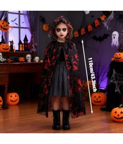 Kostium Wampira Drakula dla Dzieci Halloween Peleryna 110 cm Akcesoria