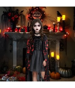 Kostium Wampira Drakula dla Dzieci Halloween Peleryna 110 cm Akcesoria