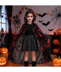 Kostium Wampira Drakula dla Dzieci Halloween Peleryna 110 cm Akcesoria