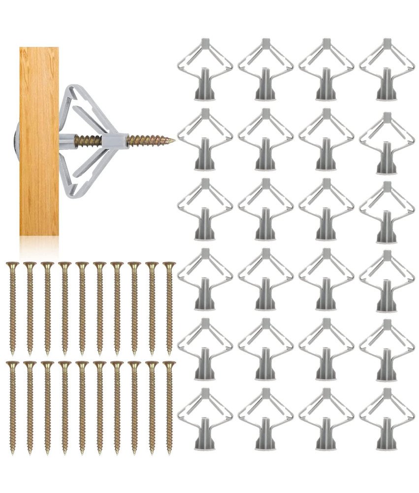 Kołki Motylkowe do Płyt Gipsowo-Kartonowych Zestaw Śruby 13 x 35 mm 50 szt