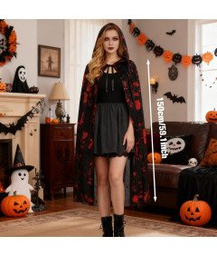 Kostium Przebranie Strój Wampira Drakula Halloween Peleryna 150cm Akcesoria