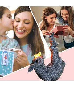 Lampka Figurka Ogrodowa Solarna Lampka LED UV Króliki Szara 23 cm