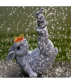 Lampka Figurka Ogrodowa Solarna Lampka LED UV Króliki Szara 23 cm