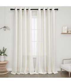 Zasłony Firanki Półprzezroczyste Lniane do Salonu Kremowe 225x140 cm 2 szt