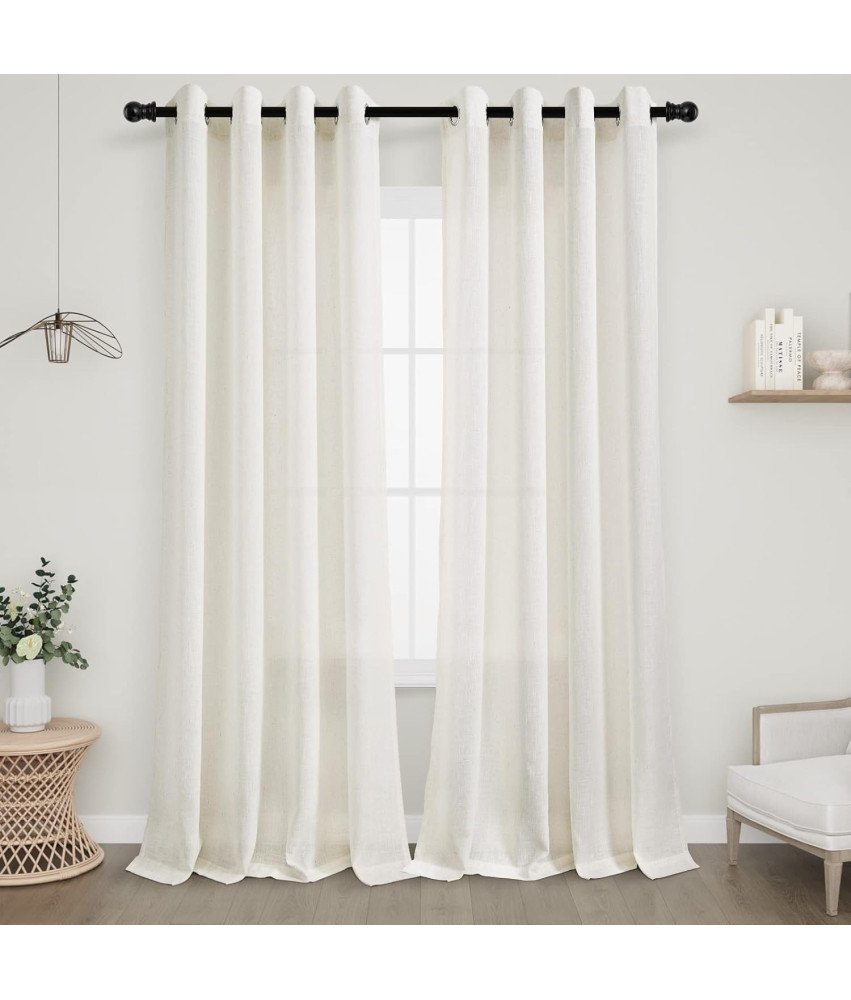 Zasłony Firanki Półprzezroczyste Lniane do Salonu Kremowe 225x140 cm 2 szt