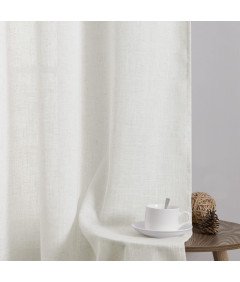 Zasłony Firanki Półprzezroczyste Lniane do Salonu Kremowe 225x140 cm 2 szt