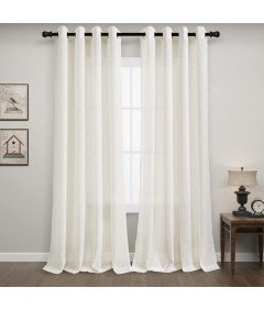 Zasłony Firanki Półprzezroczyste Lniane do Salonu Kremowe 225x140 cm 2 szt