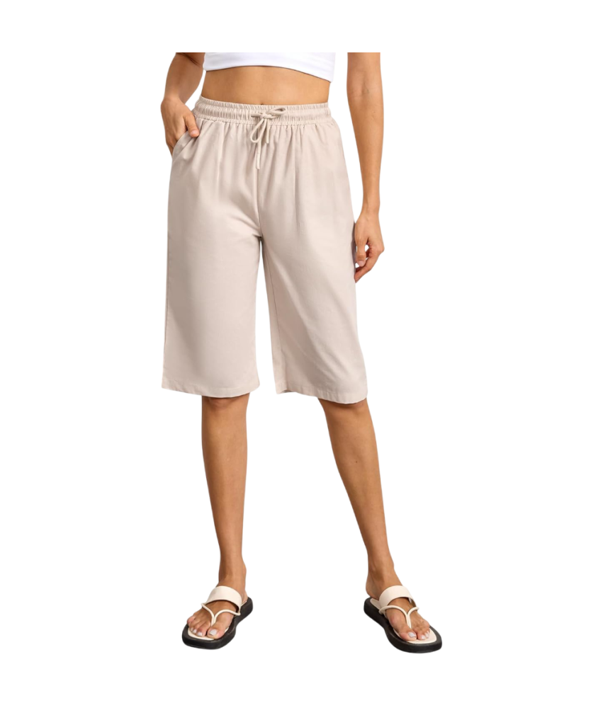 Lishang Spodenki Damskie Szorty Krótkie Spodnie Bermudy Bawełniane Beżowe S