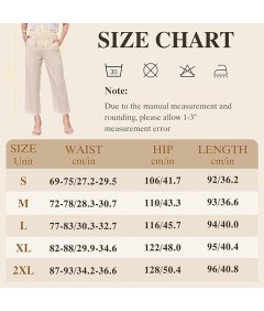 Lishang Damskie Spodnie Bawełniane Letnie Casual z Wysokim Stanem Beżowe XL