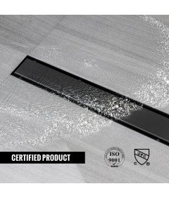 Odpływ Prysznicowy Liniowy Syfon Sitko 360 Filtr do Włosów Czarny 110 cm