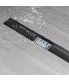 Odpływ Prysznicowy Liniowy Syfon Sitko 360 Filtr do Włosów Czarny 110 cm